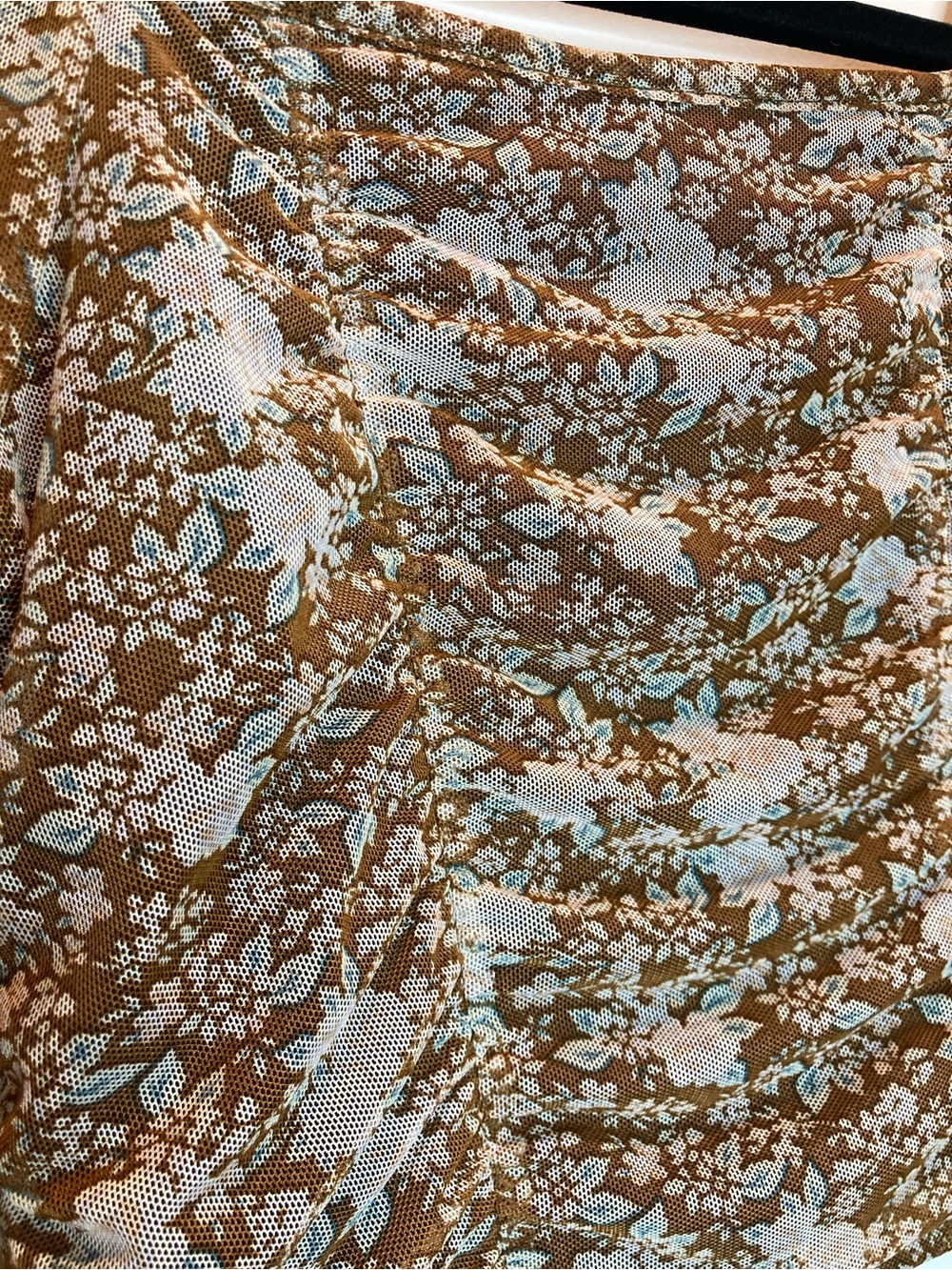 Altar’d state Floral Square-Neck sheer Crop Top in brown XS - Picture 3 of 5